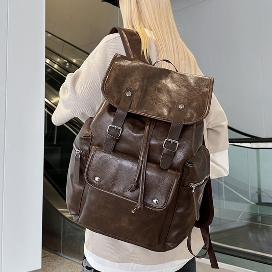 Solid Color Simple Couple Convenient Travel Large Capacity Backpack