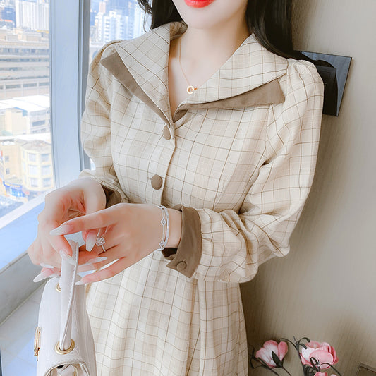 Autumn And Winter French Retro Plaid Dress