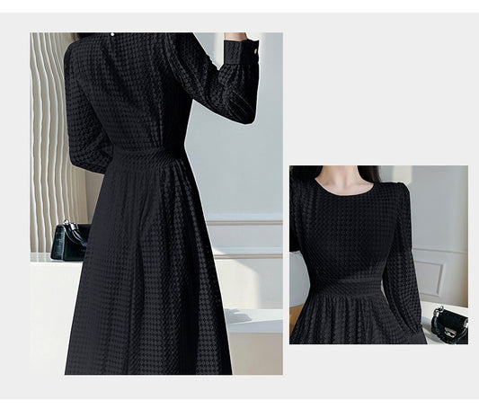 French Celebrity Temperament Lace Waist Dress